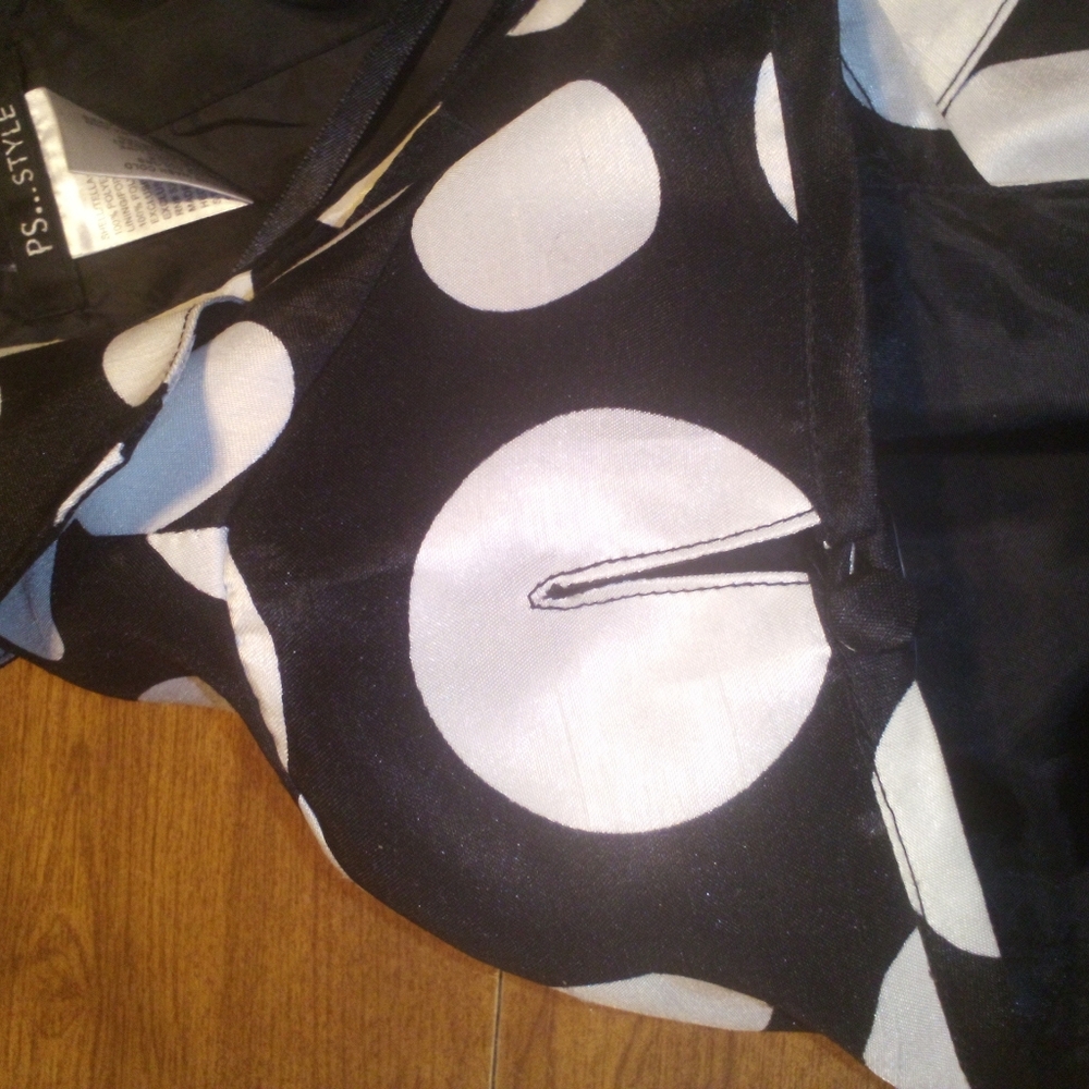 PS Style Polka Dot Black And White Sleeveless Midi A-Line Dress Size 12 NWT - Picture 6 of 11